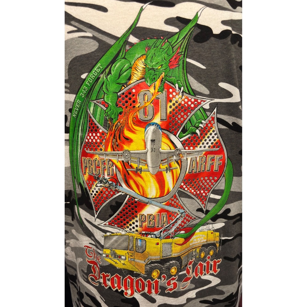 Code V Men's Camouflage Dragon Firefighter T Shirt‎ Size L Palm Beach Int'l
